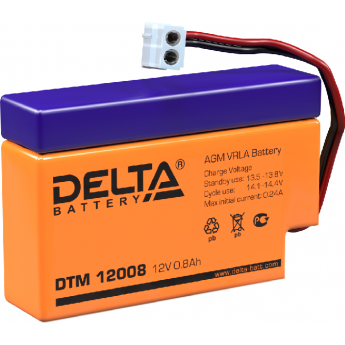 DTM 12008 Аккумуляторная батарея серии UPS Delta 12В / 0,8Ач 0,34 0,24 А DELTA BATTERY DTM 12008 Аккумуляторная батарея серии UPS Delta 12В / 0,8Ач 0,34 0,24 А DELTA BATTERY