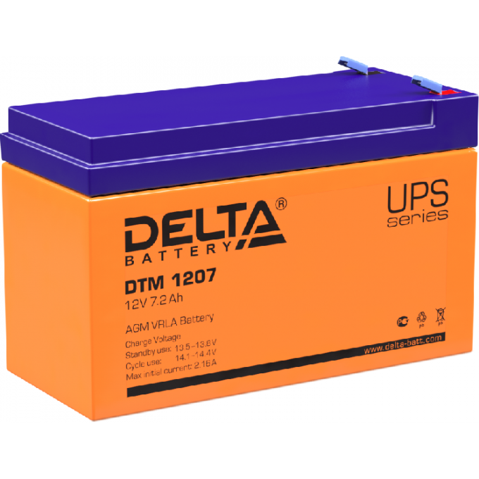 DTM 1207 Аккумуляторная батарея серии UPS Delta 12В / 7Ач 2.4 2.16 А DELTA BATTERY DTM-1207