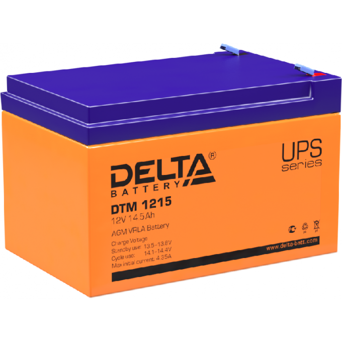 DTM 1215 Аккумуляторная батарея серии UPS Delta 12В / 15Ач 3,9 4.35 А DELTA BATTERY DTM-1215