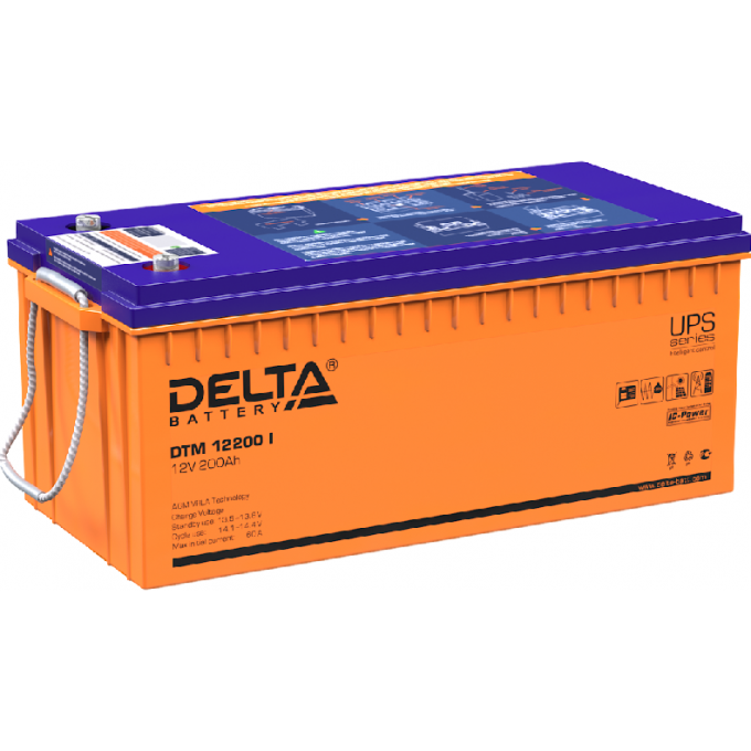 DTM 12200 I Аккумуляторная батарея серии UPS Delta 12В / 200Ач 60,9 60 А DELTA BATTERY DTM-12200-I