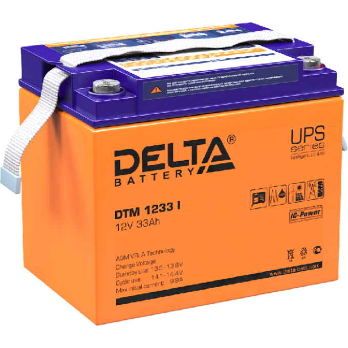 DTM 1233 I Аккумуляторная батарея серии UPS Delta 12В / 33Ач 9.85 9,9 А DELTA BATTERY DTM-1233-I
