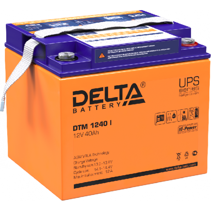 DTM 1240 I Аккумуляторная батарея серии UPS Delta 12В / 40Ач 12,8 12 А DELTA BATTERY DTM-1240-I