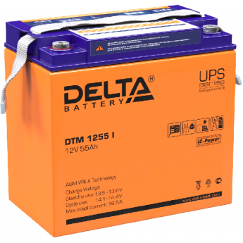 DTM 1255 I Аккумуляторная батарея серии UPS Delta 12В / 55Ач 15,5 16,5 А DELTA BATTERY DTM 1255 I Аккумуляторная батарея серии UPS Delta 12В / 55Ач 15,5 16,5 А DELTA BATTERY