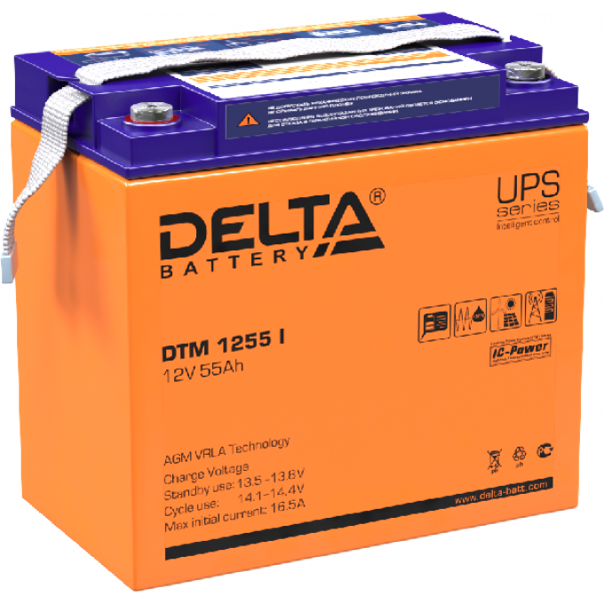 DTM 1255 I Аккумуляторная батарея серии UPS Delta 12В / 55Ач 15,5 16,5 А DELTA BATTERY DTM-1255-I