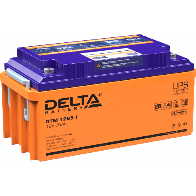 DTM 1265 I Аккумуляторная батарея серии UPS Delta 12В / 65Ач 20,9 19,5 А DELTA BATTERY DTM-1265-I