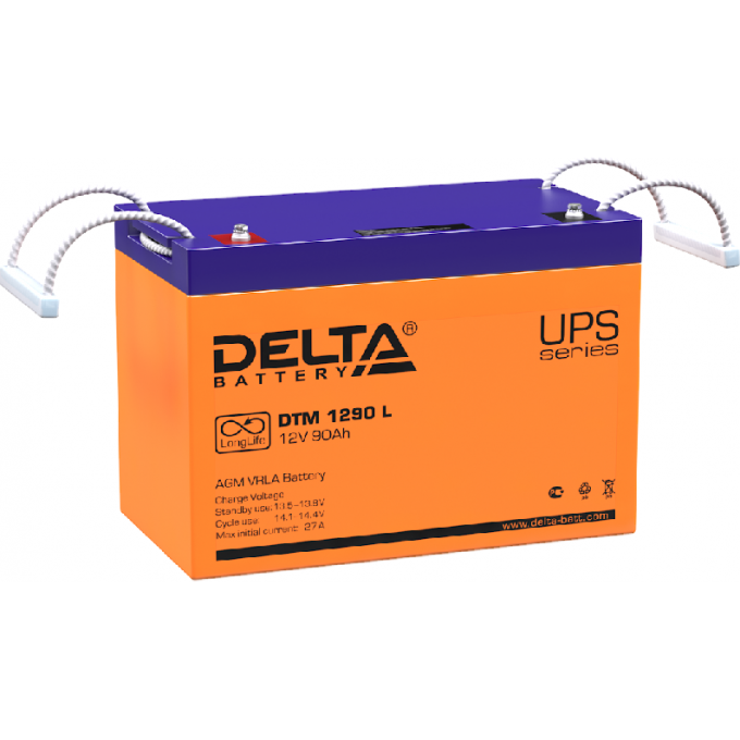 DTM 1290 L Аккумуляторная батарея серии UPS Delta 12В / 90Ач 28,3 27 А DELTA BATTERY DTM-1290-L