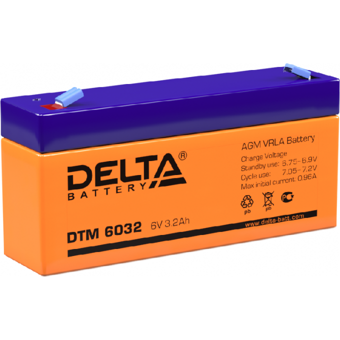 DTM 6032 Аккумуляторная батарея серии UPS Delta 6В / 3,2Ач 0.67 0,96 А DELTA BATTERY DTM-6032