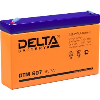 DTM 607 Аккумуляторная батарея серии UPS Delta 6В / 7Ач 1.2 2,1 А DELTA BATTERY
