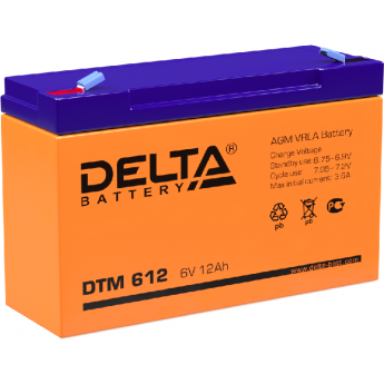 DTM 612 Аккумуляторная батарея серии UPS Delta 6В / 12Ач 1.84 3.6 А DELTA BATTERY