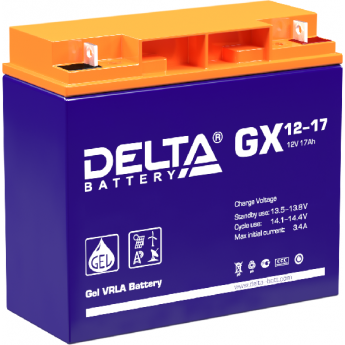 GX 12-17 Аккумуляторная батарея серии GEL Delta 12В / 17Ач 5.5 3,4 А DELTA BATTERY