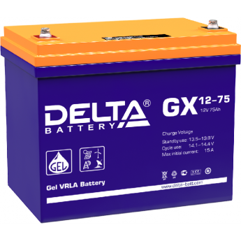 GX 12-75 Аккумуляторная батарея серии GEL Delta 12В / 75Ач 23,5 15 А DELTA BATTERY