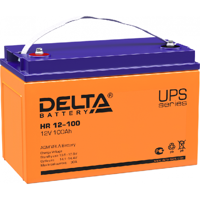 HR 12-100 Аккумуляторная батарея серии UPS Delta 12В / 100Ач 32 30 А DELTA BATTERY HR-12-100