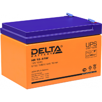 HR 12-51 W Аккумуляторная батарея серии UPS Delta 12В / 12Ач 3,9 3,6 А DELTA BATTERY