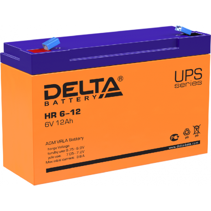 HR 6-12 Аккумуляторная батарея серии UPS Delta 12В / 12Ач 1,95 3,6 А DELTA BATTERY HR-6-12