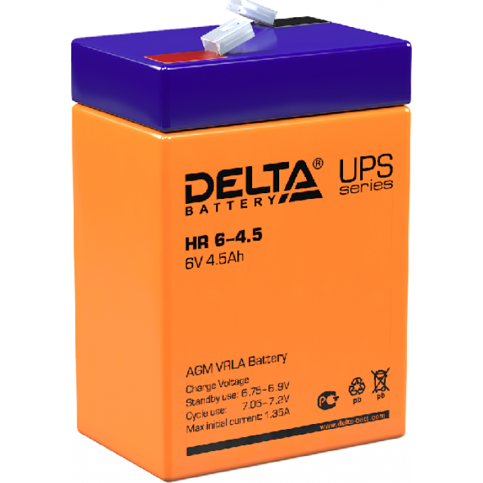 HR 6-4.5 Аккумуляторная батарея серии UPS Delta 12В / 4,5Ач 0.85 1,35 А DELTA BATTERY HR-6-4.5
